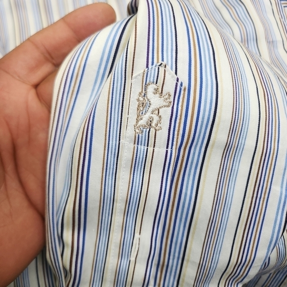 Bugatchi Shirt Men Medium Long Sleeve Striped Button Up EUC - Picture 10 of 10